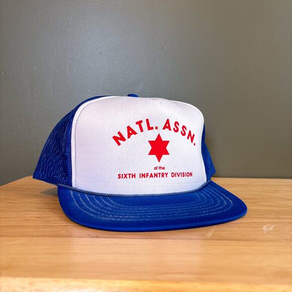 Vintage National Association Sixth Infantry Division Blue Trucker Snapback Hat - Picture 1 of 9